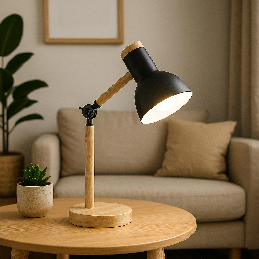 Luminária Retrátil Wood – Design Escandinavo com Toque Natural