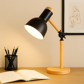 Luminária Retrátil Wood – Design Escandinavo com Toque Natural