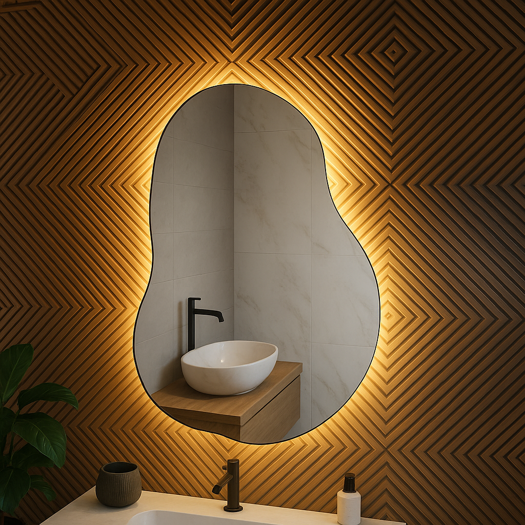 Espelho Forma Livre Com LED Decorativo