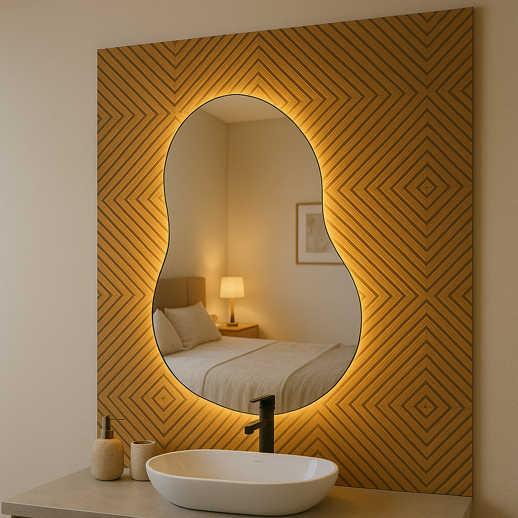 Espelho Forma Livre Com LED Decorativo