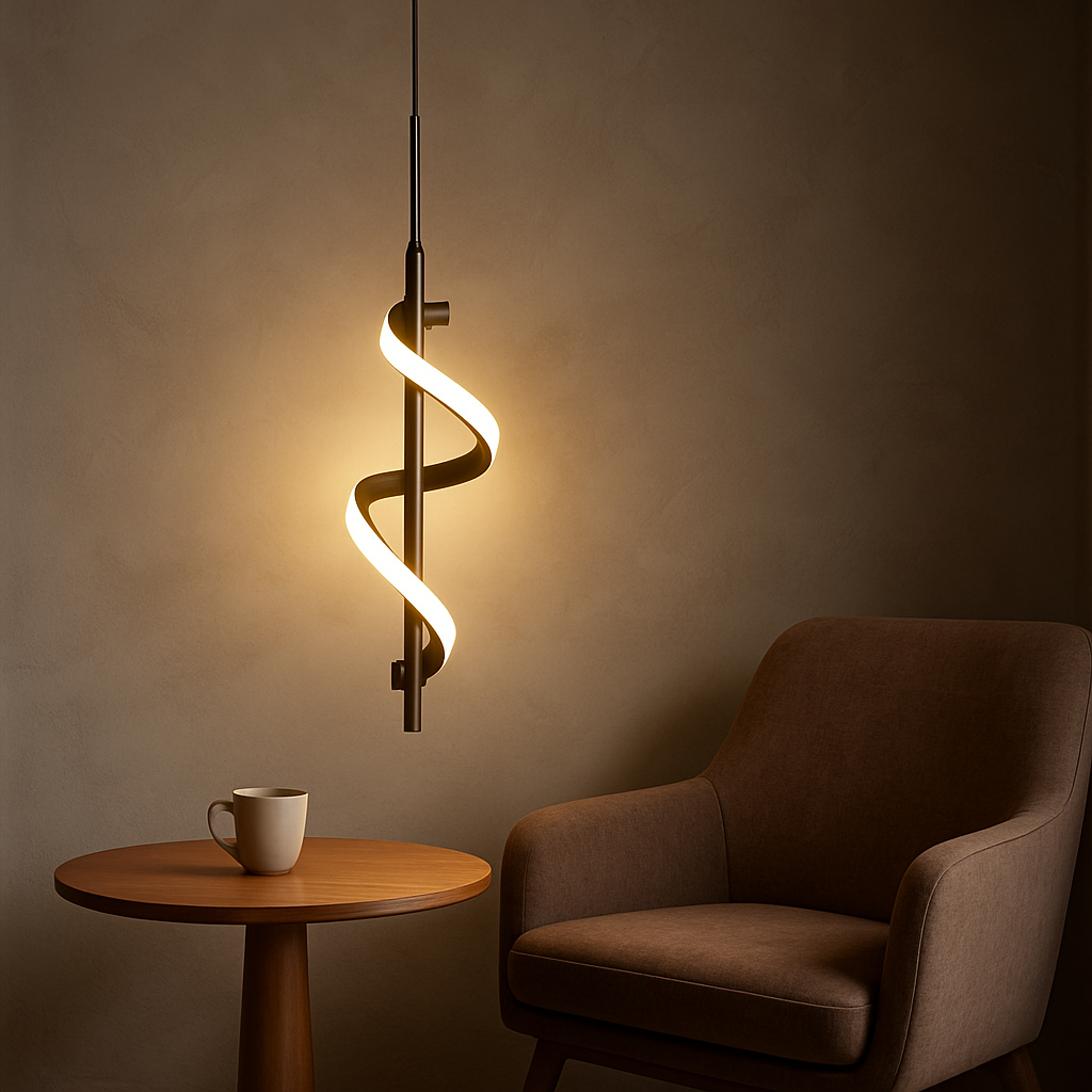 Lustre Pendente Espiral Noir – Moderno e Sofisticado