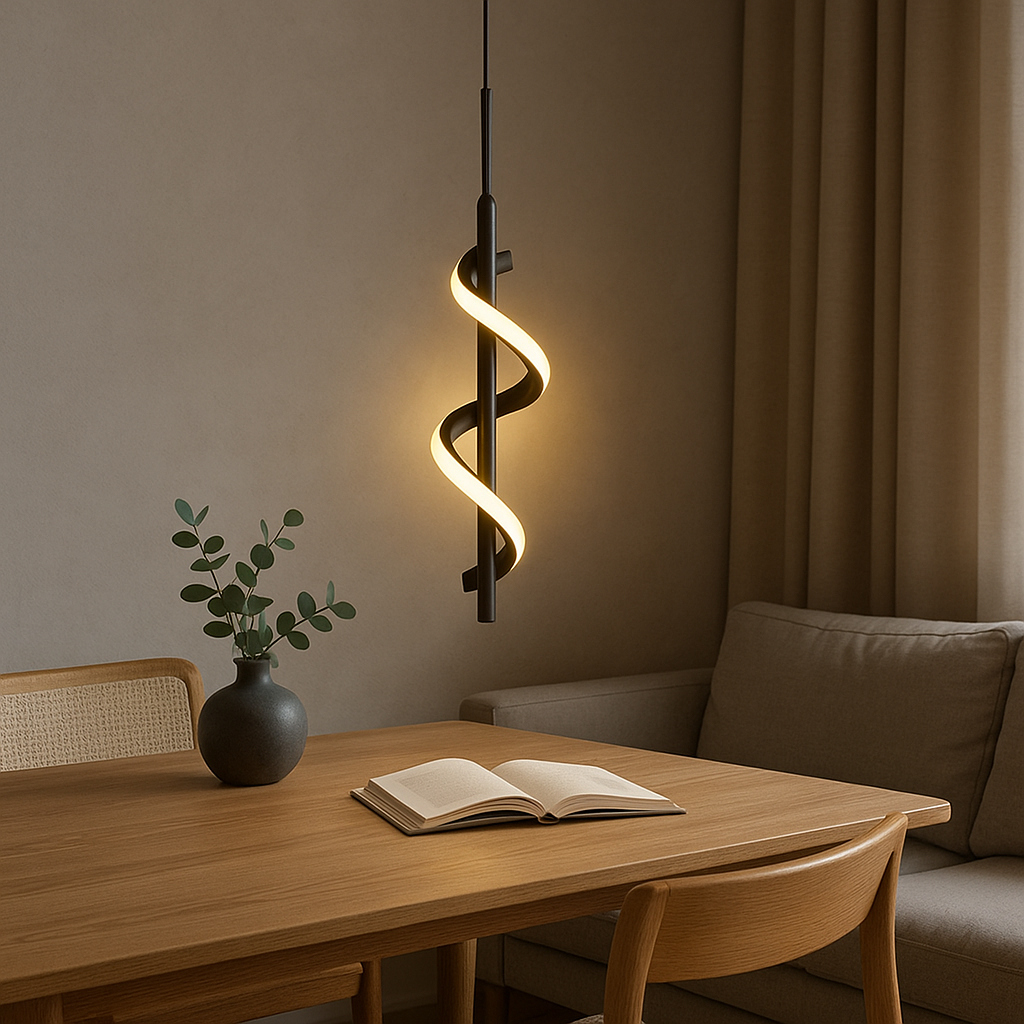 Lustre Pendente Espiral Noir – Moderno e Sofisticado