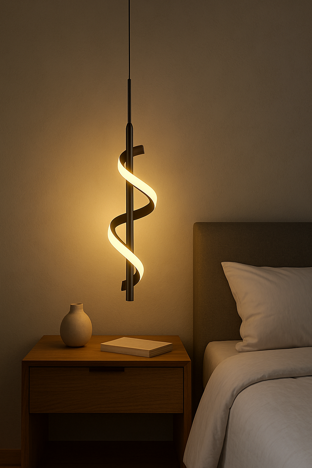 Lustre Pendente Espiral Noir – Moderno e Sofisticado