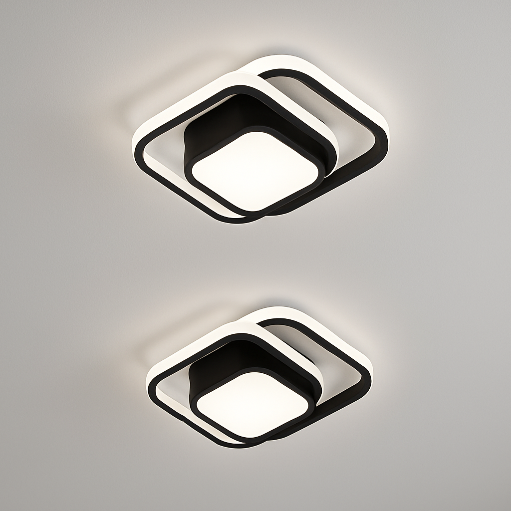 Luminária Dupla Essência – Plafon LED Geométrico Moderno