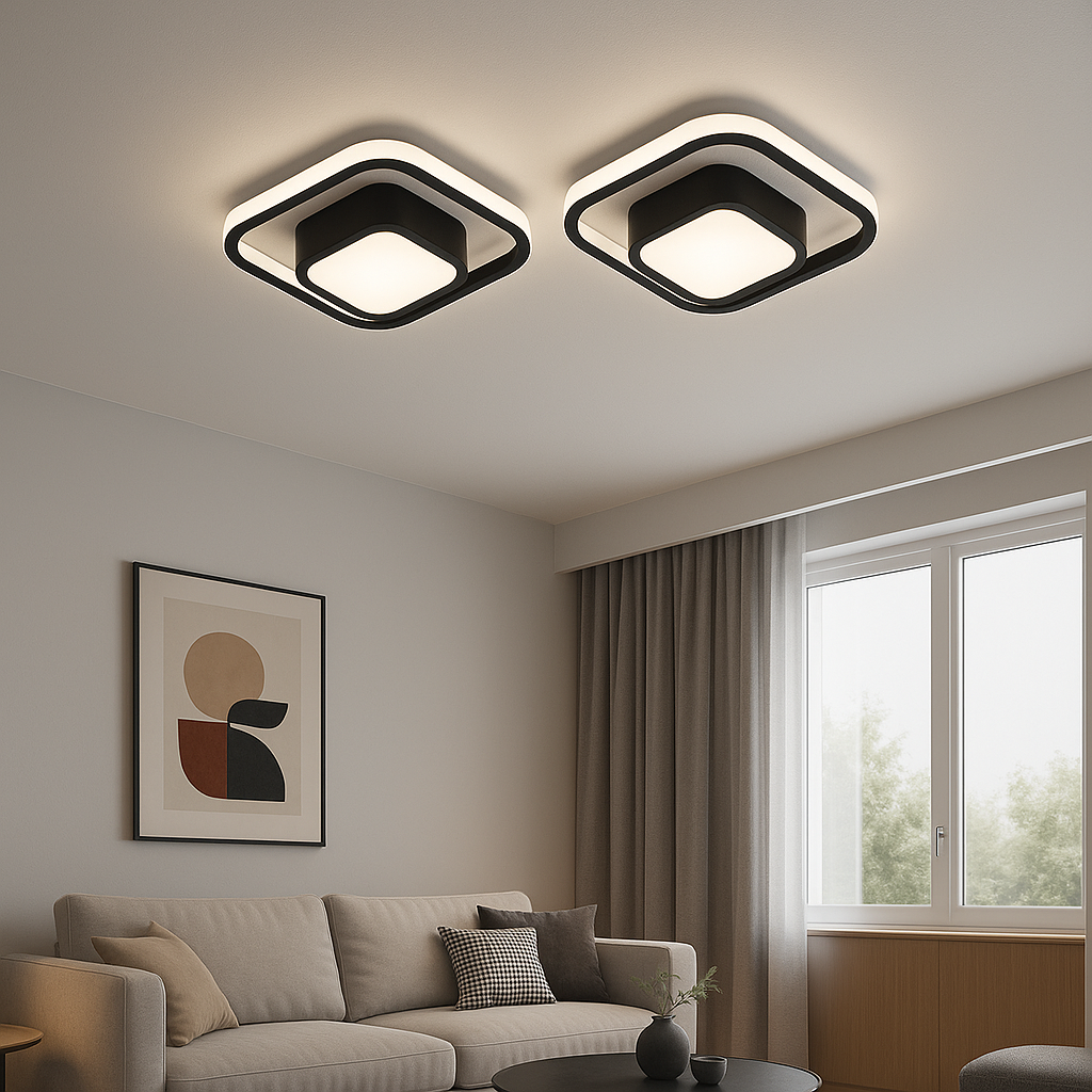 Luminária Dupla Essência – Plafon LED Geométrico Moderno