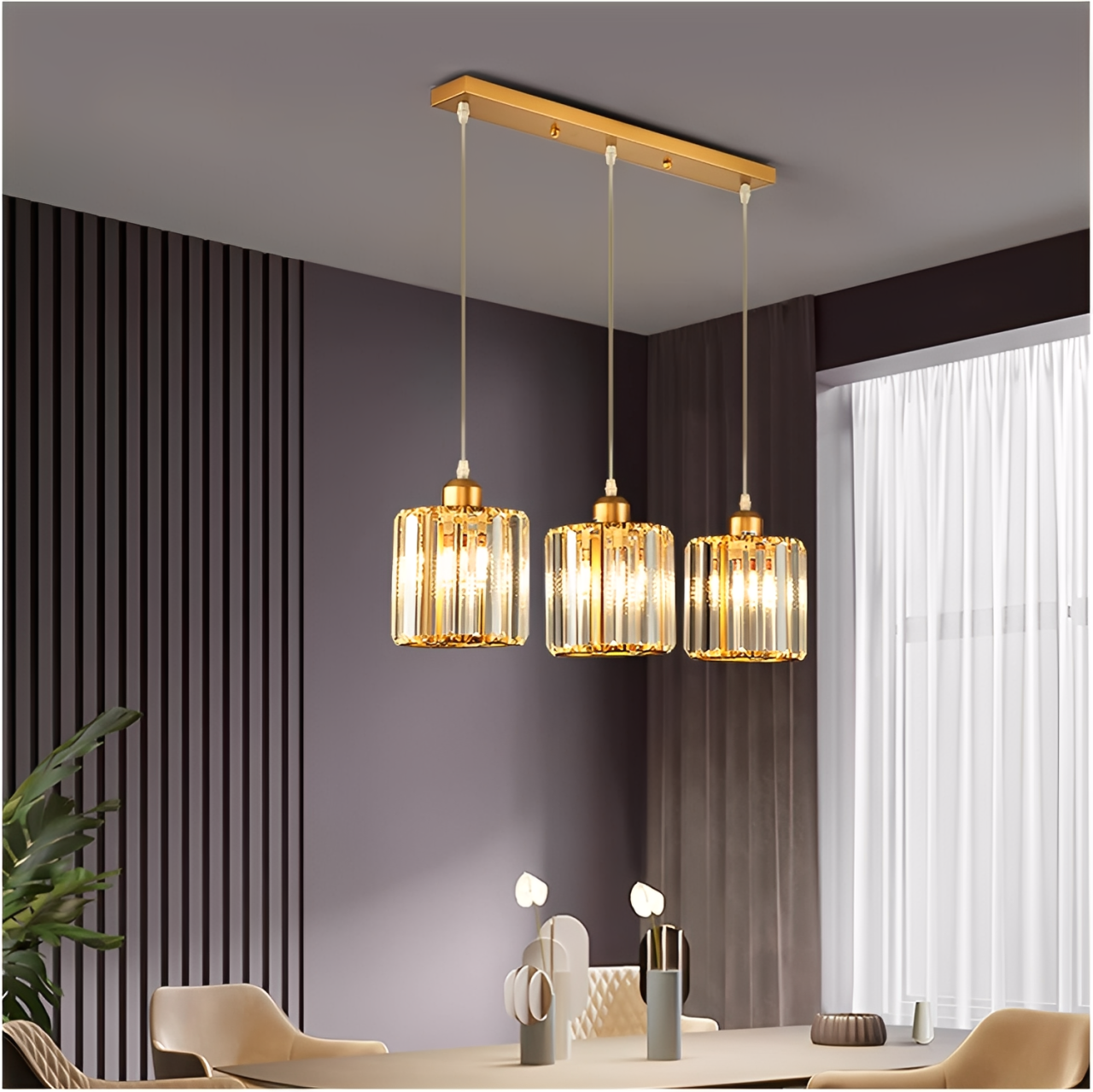 Lustre de Teto Luxo Essencial Cubo – Dourado Compacto