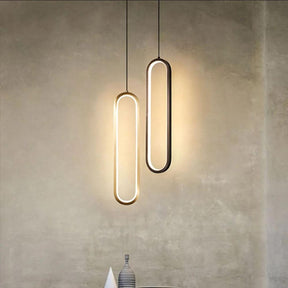 Luminária Pendente Elipse Negra LED – Design Moderno e Minimalista