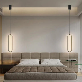 Luminária Pendente Elipse Negra LED – Design Moderno e Minimalista
