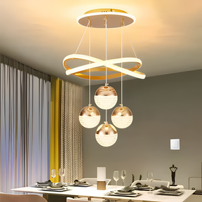 Lustre Círculo de Luxo  Aro Infinito Dourado - 3 Esferas