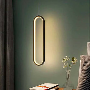 Luminária Pendente Elipse Negra LED – Design Moderno e Minimalista