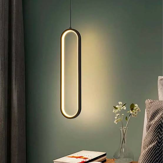 Luminária Pendente Elipse Negra LED – Design Moderno e Minimalista