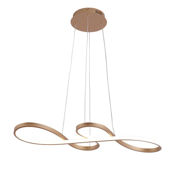 Lustre Dourado Aros Suspensos – Sofisticação e Design Escultural