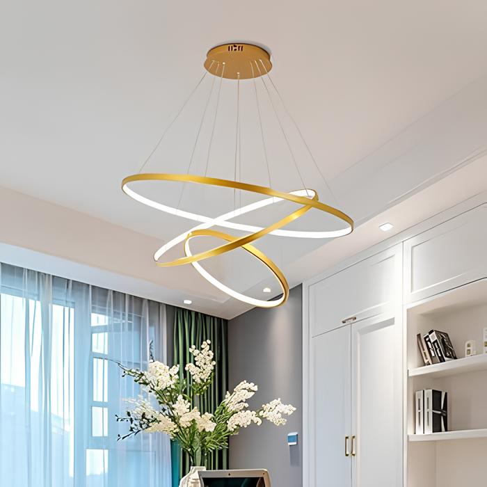 Aurora Dourada Mid – 3 Aros de Luz em Movimento