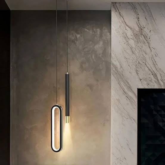 Luminária Pendente Elipse Negra LED – Design Moderno e Minimalista
